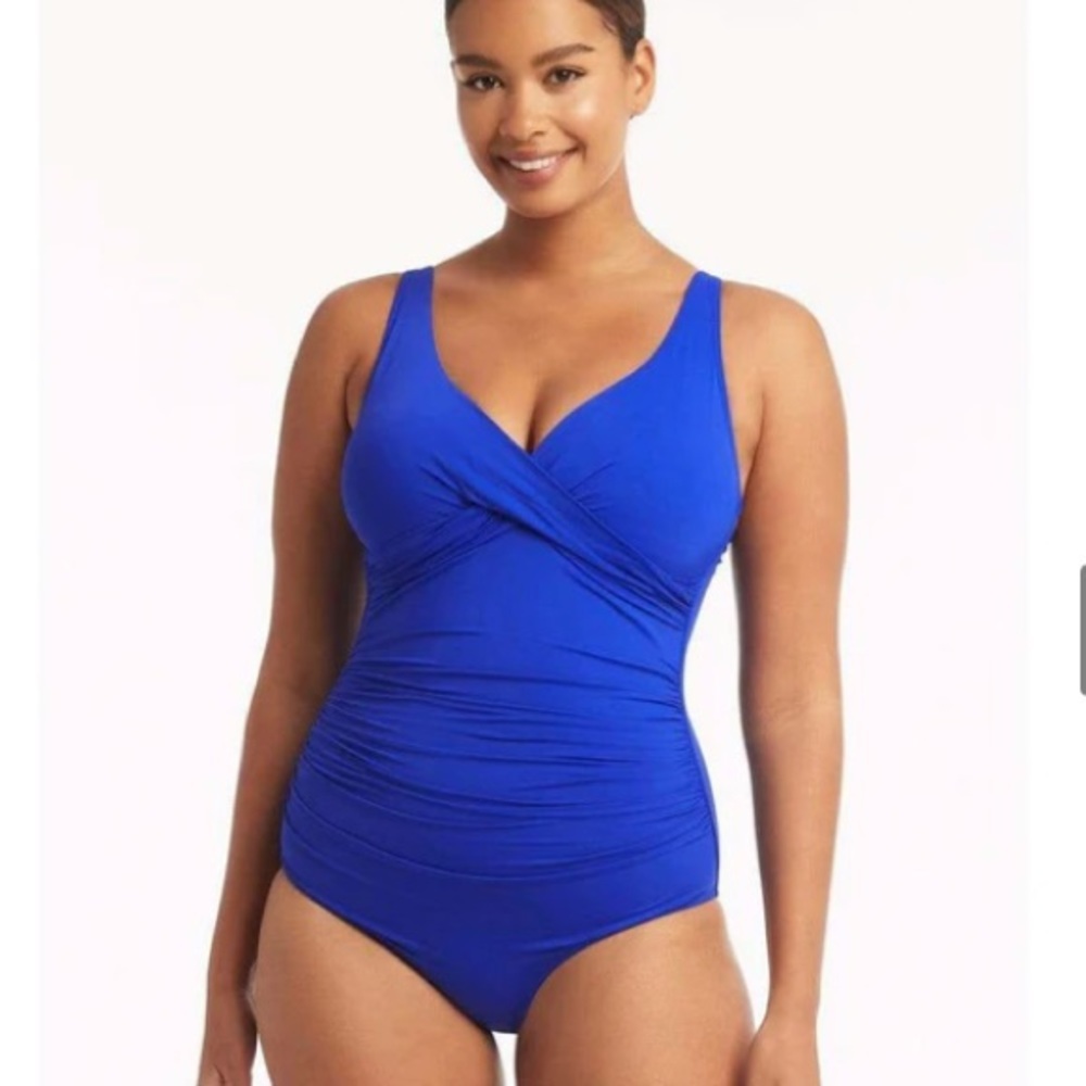 SEA LEVEL SWIM Essentials Cross Front One Piece swimsuit in Cobalt